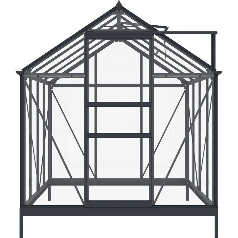 4.57m² Garden Greenhouse in Anthracite Aluminum and 4mm Tempered Glass - RINCA